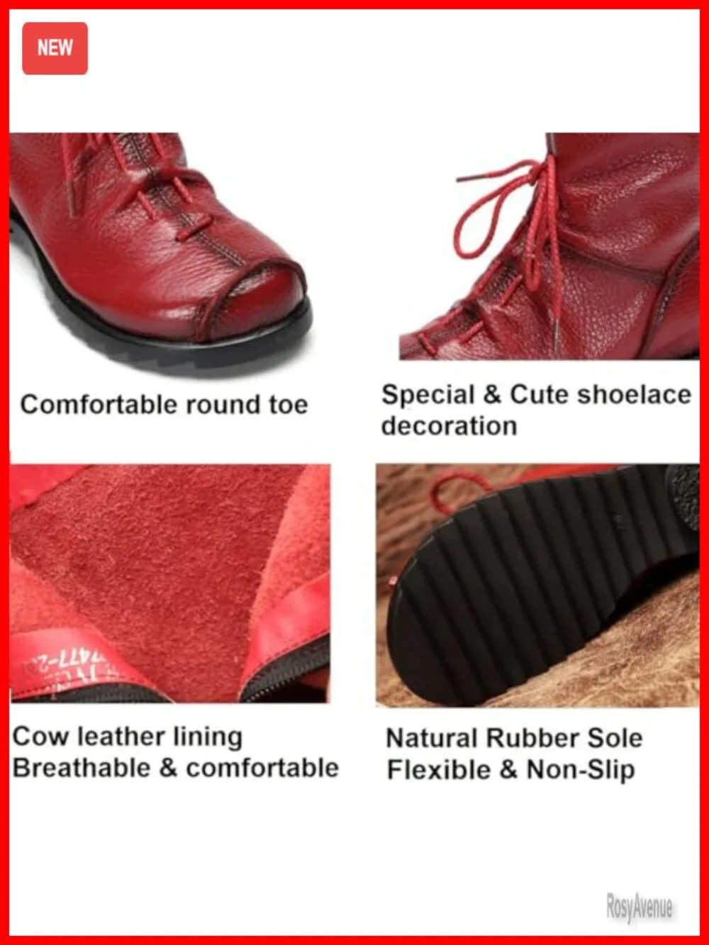 Genuine Leather Soft Casual Ankle Boots with Zip Closure